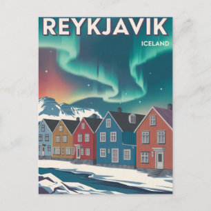 Cartão postal de viagem retrô vintage Reykjavik Is