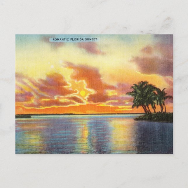 Cartão postal de Viagem sunset Vintage Romantic Fl (Frente)