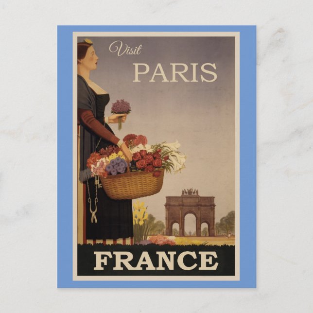 Cartão postal de viagem Torre Eiffel Paris França (Frente)