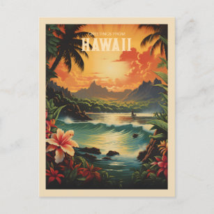Cartão postal de Viagem Tropical Beach Vintage Haw