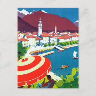 Cartão postal de viagem vintage Ascona Suíça