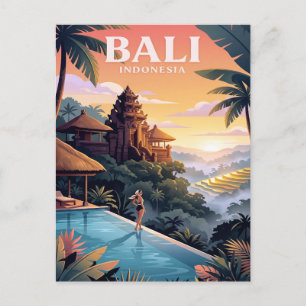 Cartão Postal de Viagem Vintage Bali Indonésia