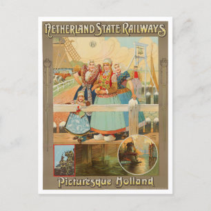 Cartão postal de viagem vintage da Holanda