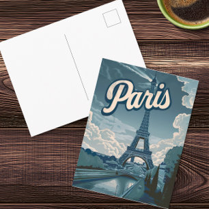 Cartão postal de viagem vintage da Torre Eiffel de