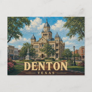 Cartão postal de viagem vintage de Denton Texas