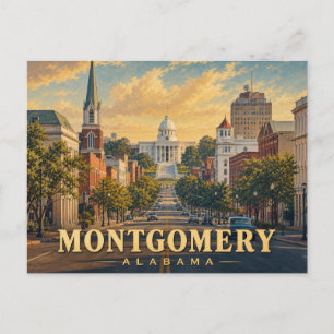 Cartão postal de viagem vintage de Montgomery Alab