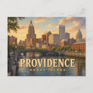 Cartão postal de viagem vintage de Providence Rhod