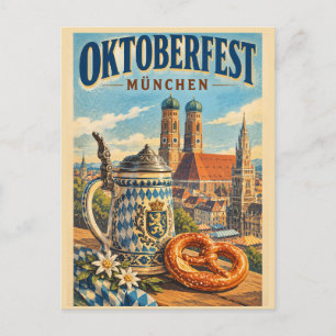 Cartão postal de viagem vintage do Oktoberfest de
