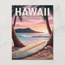 Cartão Postal de Viagem Vintage | Havaí