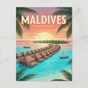Cartão Postal de Viagem Vintage Maldivas