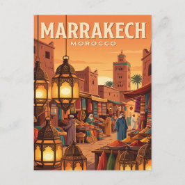 Cartão Postal de Viagem Vintage | Marrakech Marroc
