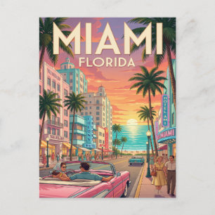 Cartão Postal de Viagem Vintage Miami Flórida