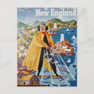 Cartão postal de viagem Vintage New England