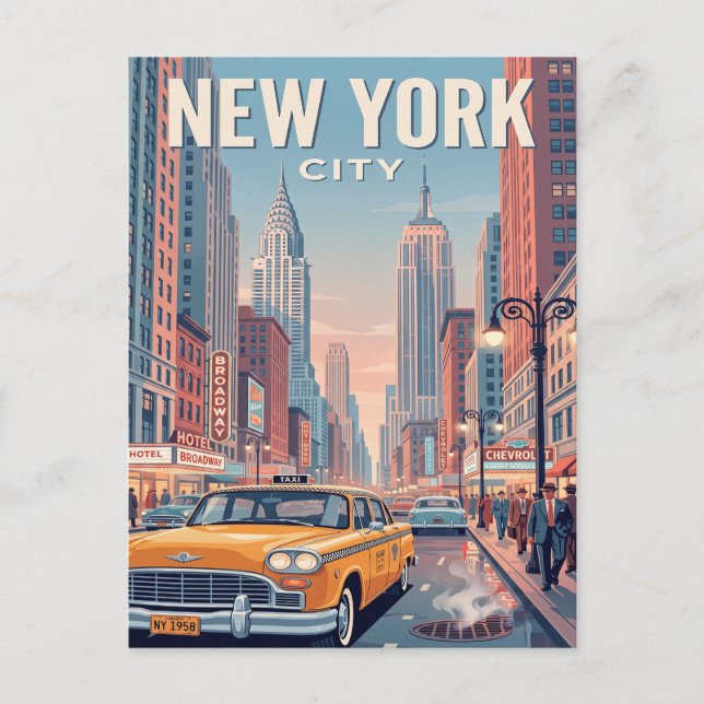 Cartão Postal de Viagem Vintage | Nova York (Frente)