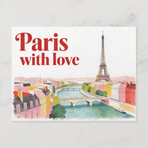 Cartão postal de viagem vintage Paris com amor