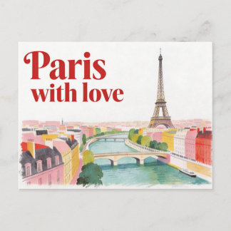 Cartão postal de viagem vintage Paris com amor