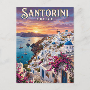 Cartão Postal de Viagem Vintage Santorini