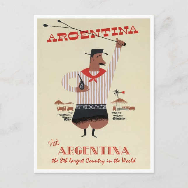 Cartão postal de Viagens vintage Argentina (Frente)