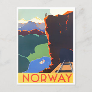 Cartão postal de viagens vintage da Noruega