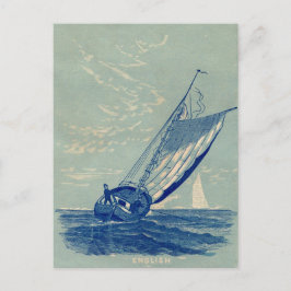 Cartão postal de viagens vintage de navio à vela