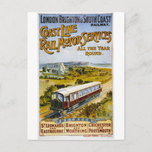 Cartão postal de Viagens vintage do comboio no Re