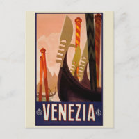 Cartão postal de Viagens vintage em Veneza, Itália