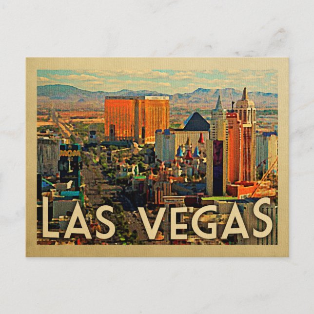Cartão postal de Viagens vintage postal Las Vegas (Frente)