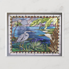 Cartão Postal de Vidro Colorido de Garça