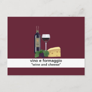 Cartão postal de vinho e queijo