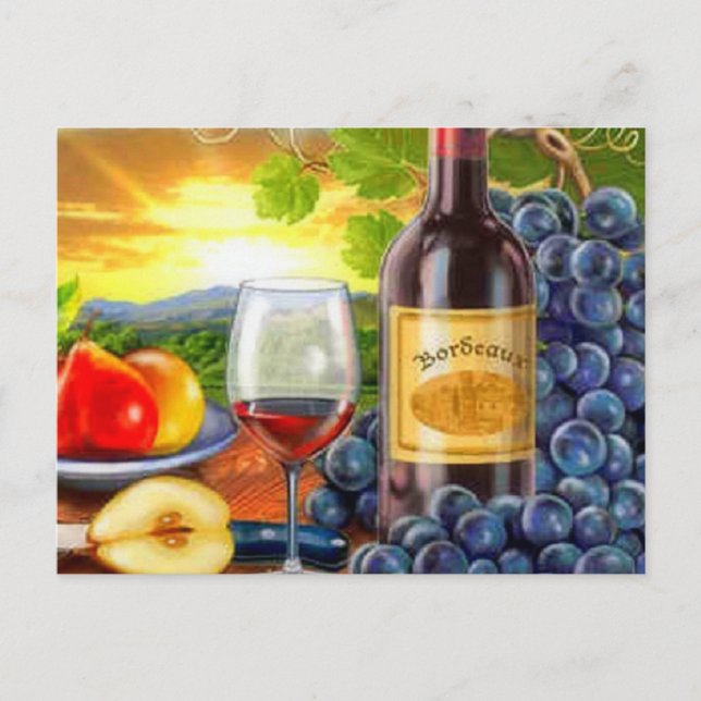cartão postal de vinho e uvas (Frente)