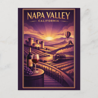 Cartão Postal de Vinho Vintage Retro Napa Valley C