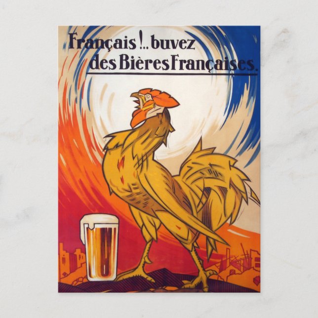 Cartão postal de Vintage French Beer (Frente)