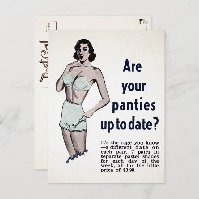 Cartão postal de Vintage Panties  (Frente/Verso)