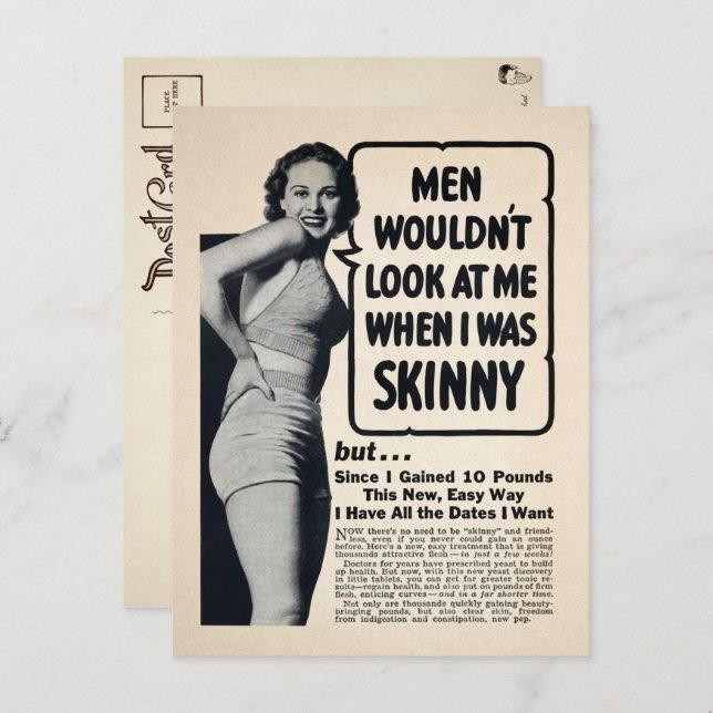 Cartão postal de Vintage Skinny Girl  (Frente/Verso)