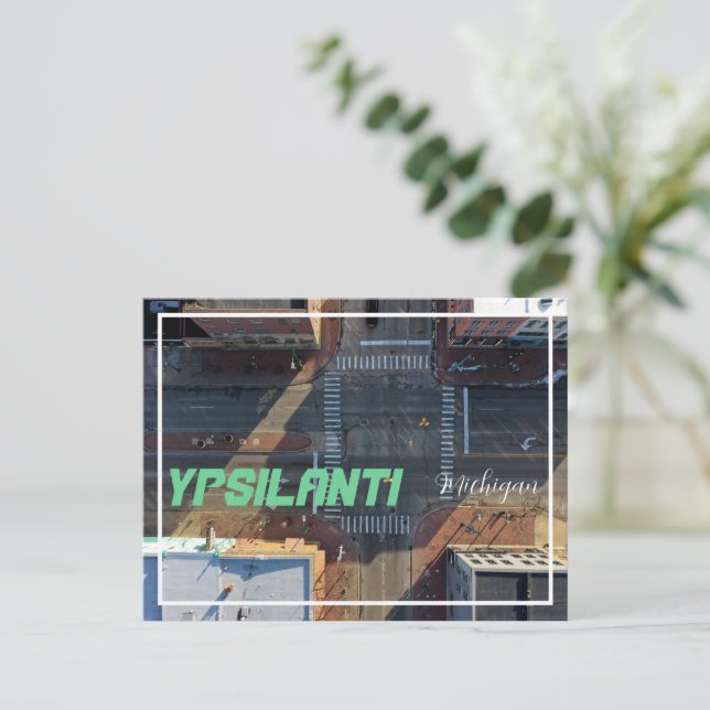 Cartão postal de visita aérea Ypsilanti Michigan (Em pé/Frente)