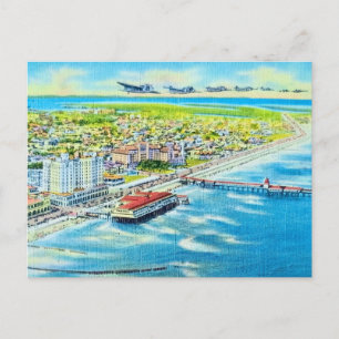 Cartão postal de vista aérea antiga de Galveston