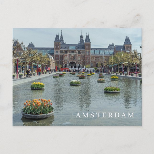 Cartão postal de vista de Amesterdã Rijksmuseum (Frente)