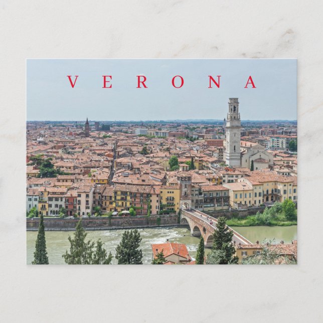 Cartão postal de visualização panorâmica Verona (Frente)