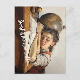 Cartão Postal De volta à escola Estilo dos desenhos Norman Rockw