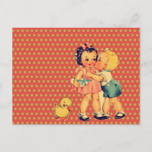 Cartão Postal de volta à escola Padrão retrô kitsch Vintage K