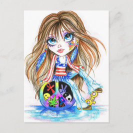 Cartão Postal De Volta Ao Dia Hippie Fantasy Art Postcard