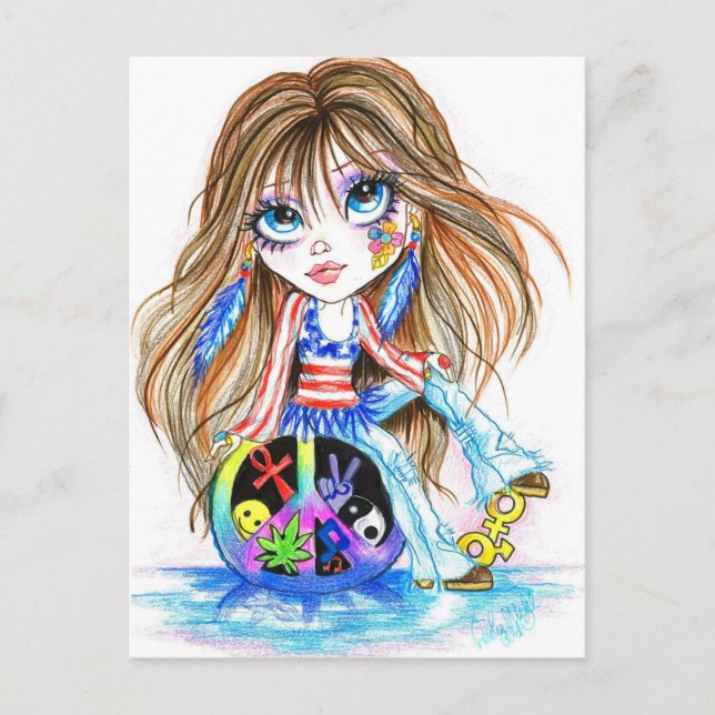 Cartão Postal De Volta Ao Dia Hippie Fantasy Art Postcard (Frente)