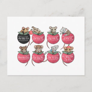 Cartão postal de volta às aulas dos ratos de bolso