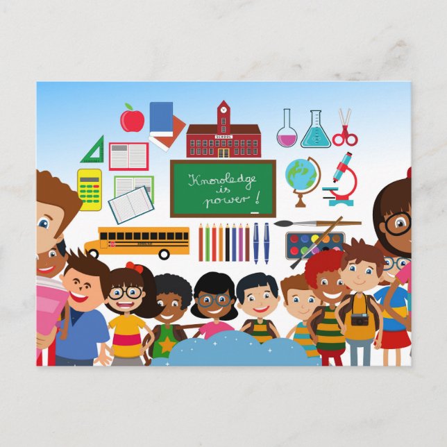 Cartão Postal De volta às crianças da escola (Frente)