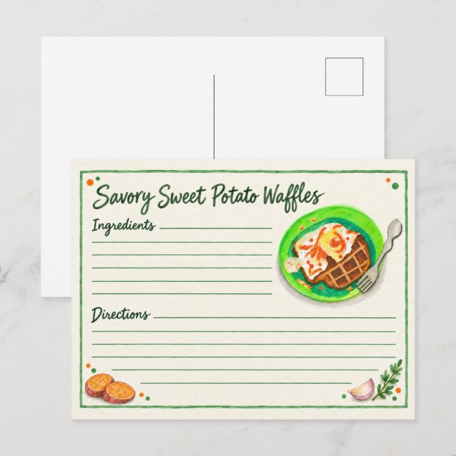 Cartão Postal de Waffle de Batata Doce Salgado (Frente/Verso)