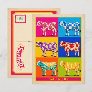 Cartão Postal de Waterloo Iowa Vaca Arte Pop Vinta
