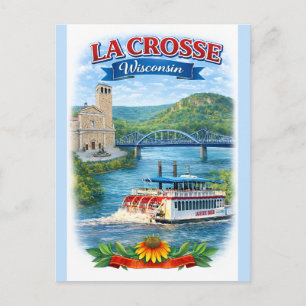 Cartão postal de Wisconsin paisagístico La Crosse,