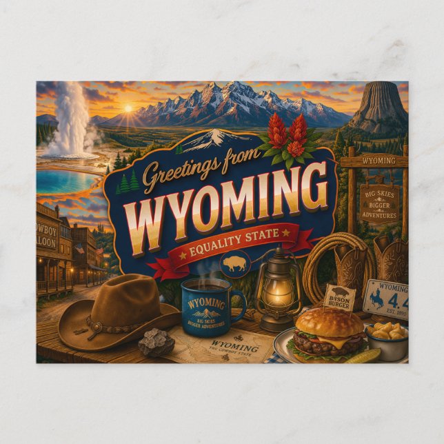 Cartão postal de Wyoming (Frente)