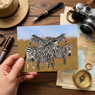 Cartão Postal de Zebra Safari de Vida Selvagem A