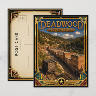 Cartão Postal Deadwood Dakota do Sul Arte Deco Vintage Idade Dou
